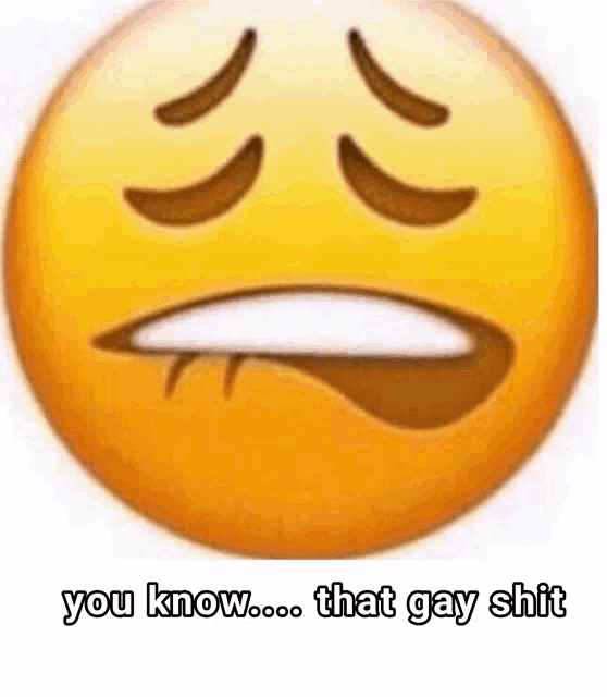 a smiley face with a tongue sticking out and the words you know that gay shit below it