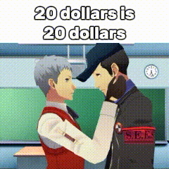 two men are standing next to each other in a classroom with the words `` 20 dollars is 20 dollars '' .