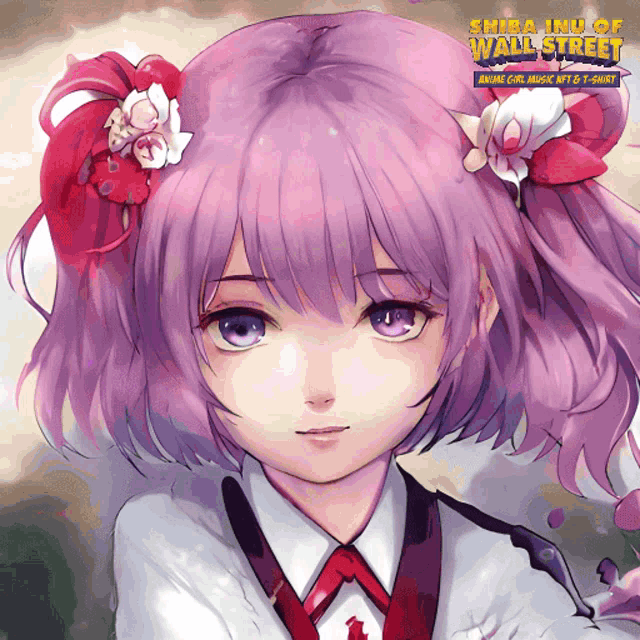 a girl with purple hair is on a poster that says shiba inu of wallstreet