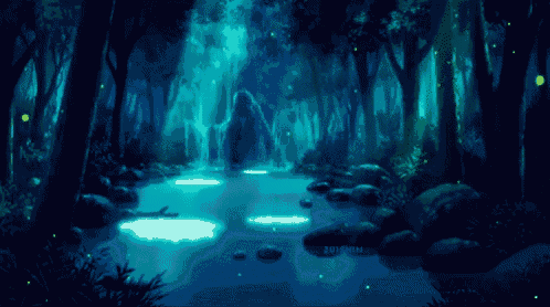 a computer generated image of a forest with a river and trees with the letters zufwin on the bottom right