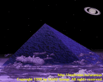 a picture of a pyramid with lightning strikes and the words copyright 1999 by quad group all rights reserved