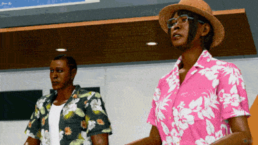 a man and a woman are standing next to each other in front of a sign that says pool