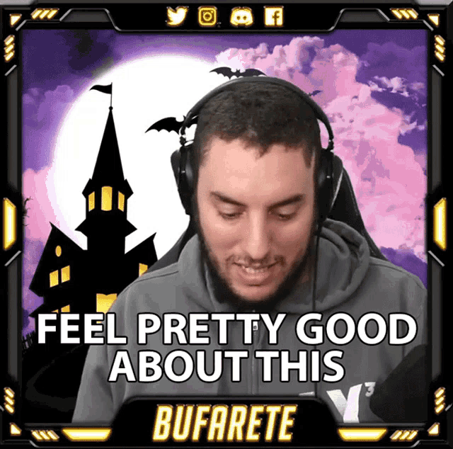 a man wearing headphones says feel pretty good about this bufarete