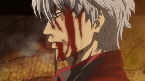 a man with blood coming out of his mouth