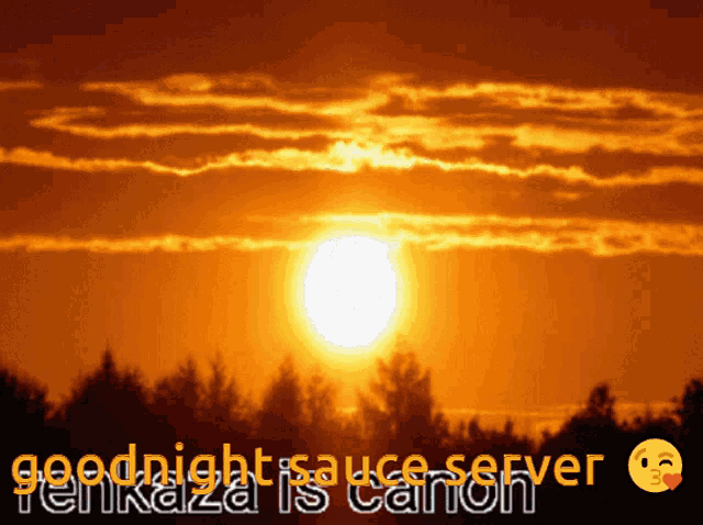 a picture of a sunset with the words " goodnight sauce server "