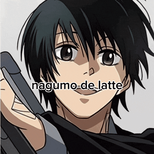 a drawing of a boy with the name nagumo-de-latte written on it