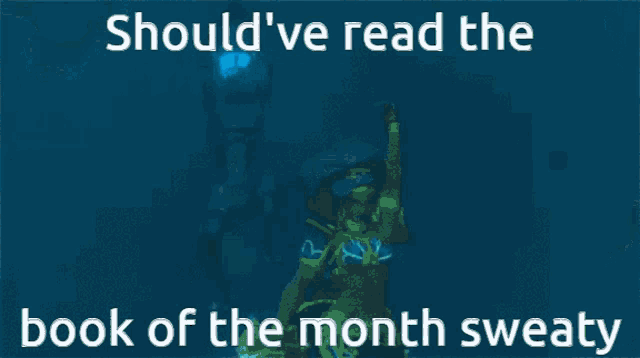 a picture of a statue with the words should ve read the book of the month sweaty on it