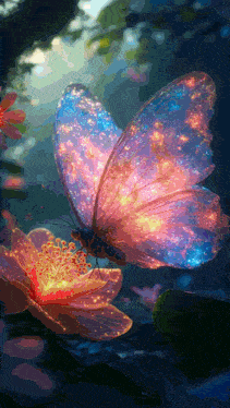 a colorful butterfly is perched on a flower in the dark
