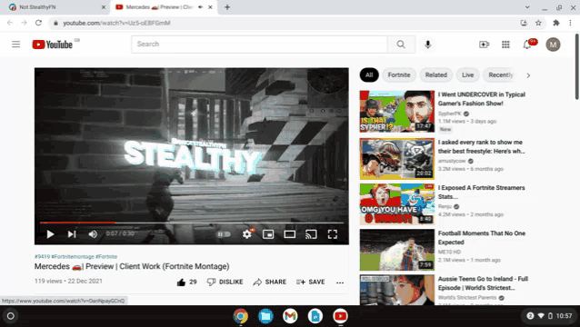 a screenshot of a youtube page shows a video called stealthy