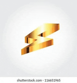 a golden lightning bolt on a white background