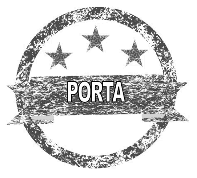 a rubber stamp with the word porta written on it