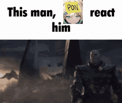a man with a sign on his head that says " pon "