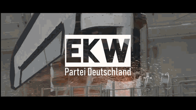 a logo for ekw partei deutschland with a rocket in the background