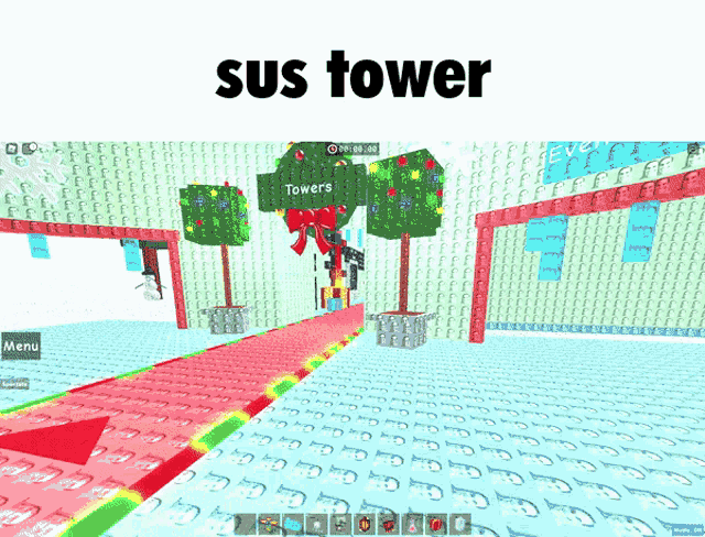 a screenshot of a video game with the words sus tower on top