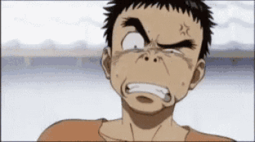 a cartoon character is making a funny face with his mouth open and his eyes closed .