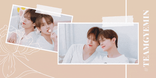 a collage of photos of two young men with the words teamgyemin on the bottom