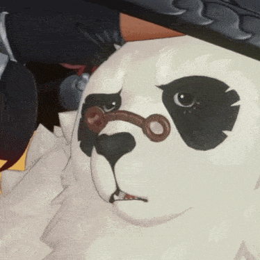 a panda bear wearing glasses and a hat