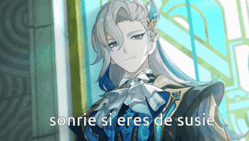 a picture of a man with long hair and the words sonrie si eres de susie below him