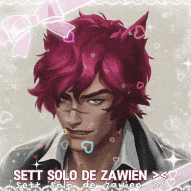 a picture of a man with red hair and the words sett solo de zawien on the bottom