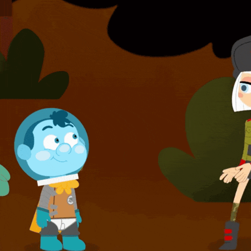 a cartoon character wearing a hat with a red star