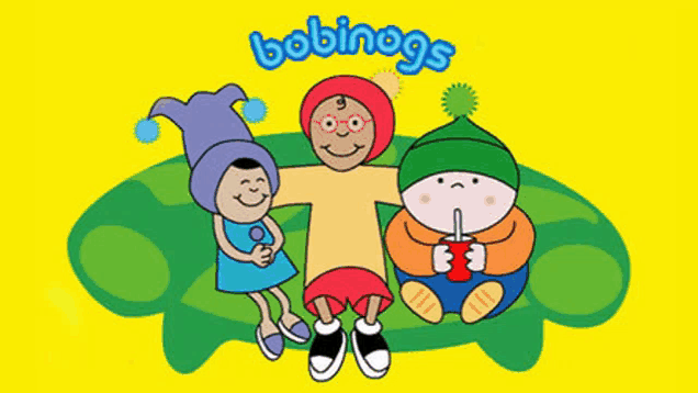 a cartoon of bobinggs sits on a green frog