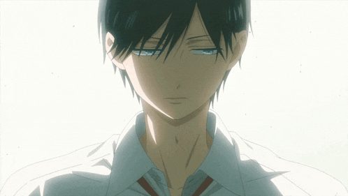 a close up of a person 's face with a white shirt and tie