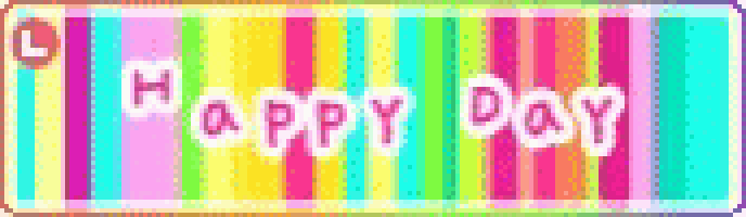 the word happy day is on a colorful striped background