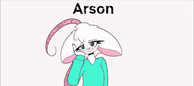 a cartoon drawing of a rabbit with the name arson