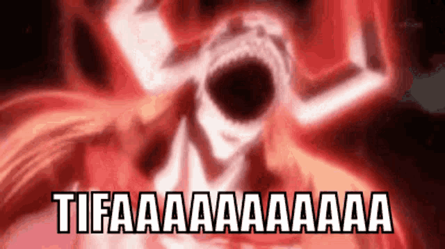 a picture of a person with their mouth open and the words tifa aa aa aa aa on it