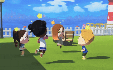 a group of kids are playing in a video game