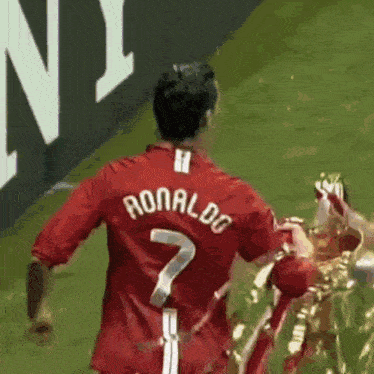 a soccer player with the name ronaldo on his jersey