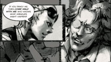 a comic strip shows a man talking to a woman who says if you fancy me then come walk with me