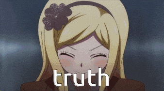a girl with a flower in her hair is smiling and the word truth is behind her