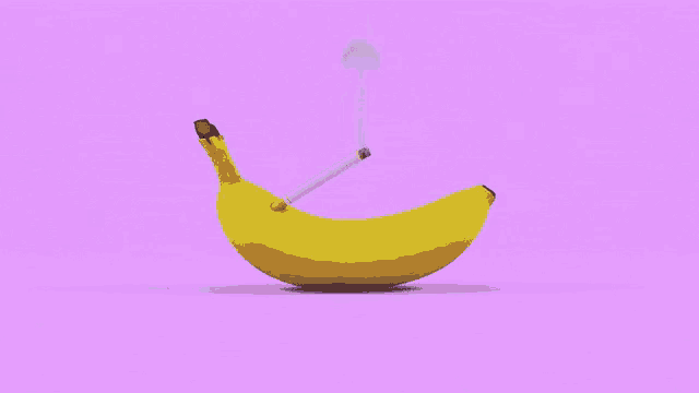 a banana is smoking a cigarette on a purple background