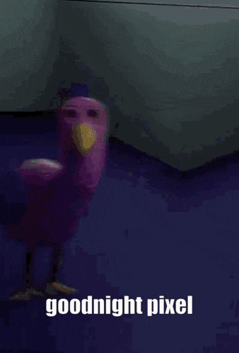a purple background with the words goodnight pixel written on it .