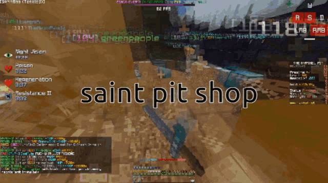 a screenshot of a video game with the words saint pit shop