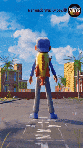 a cartoon character with a backpack that says ' mad max '