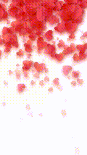 a bunch of red hearts are falling down on a white background
