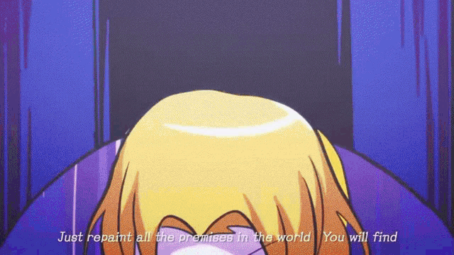 a cartoon of a woman with the words just repaint all the premises in the world