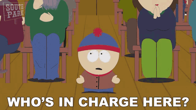 stan marsh from south park stands in front of a crowd of people