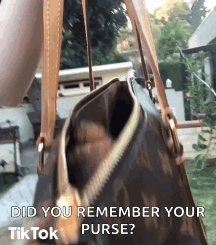 a person is holding a purse with the words did you remember your purse