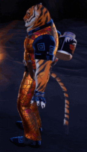 a man in a tiger costume is carrying a can of red bull on his back