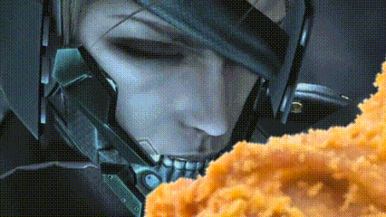 a close up of a person 's face with a helmet on and a chicken explosion in the background .