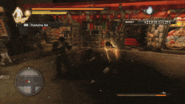 a video game screen shows a player fighting a bat