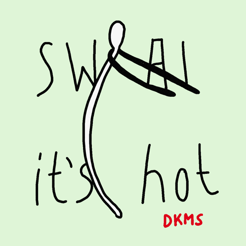 a drawing of a spoon that says like it 's hot dkms