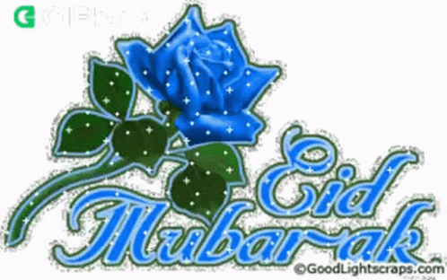 Eid Mubarak Gifkaro GIF - Eid Mubarak Gifkaro Blue Rose GIFs