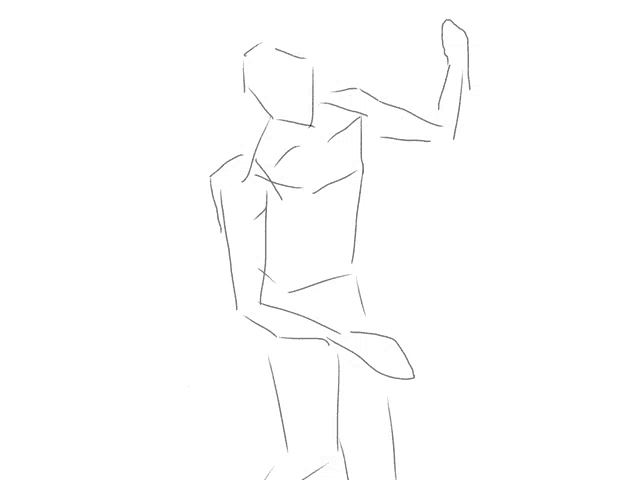 a black and white drawing of a person 's torso and arm