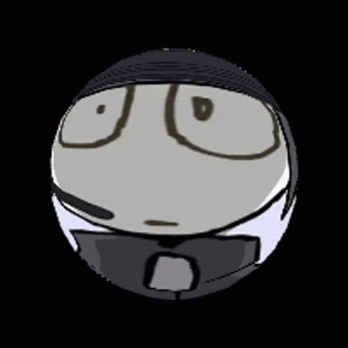 a cartoon character wearing a headset and a hat is in a circle .