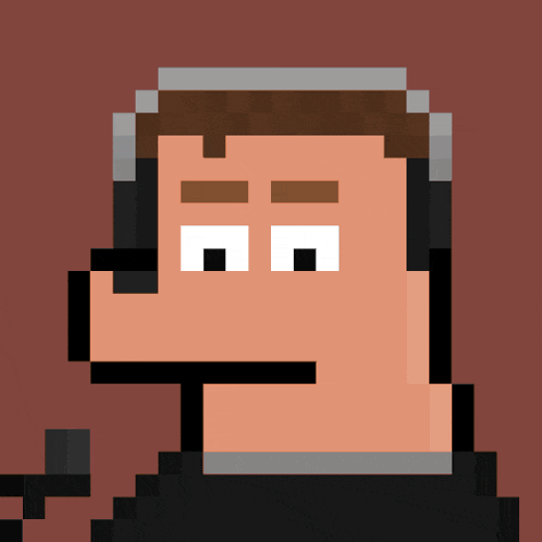 a pixel art drawing of a man with headphones on