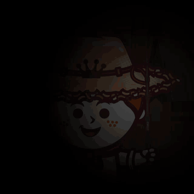 a cartoon of a boy wearing a straw hat holding a wand